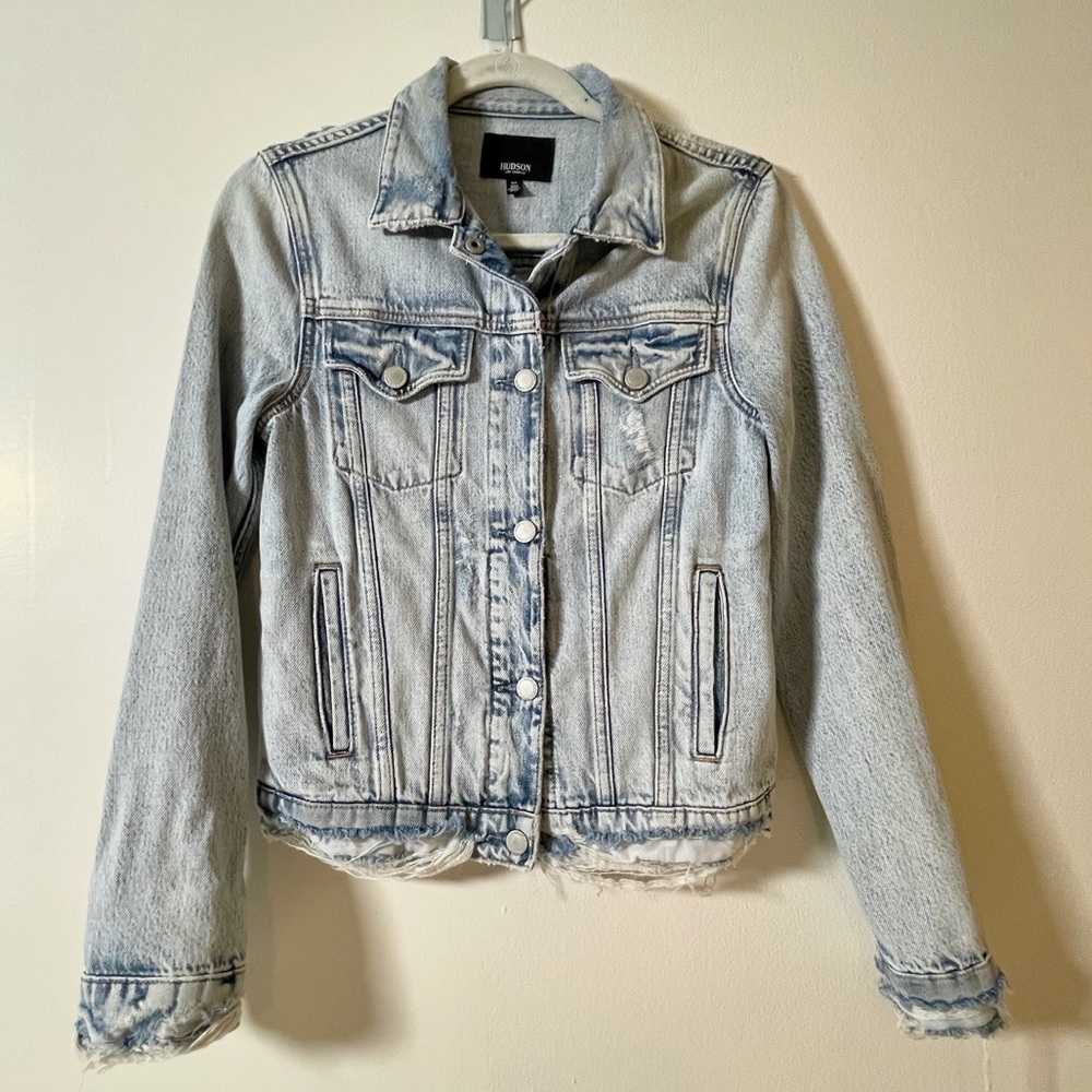 ❌SOLD❌ Hudson Jeans Light Blue Denim Trucker Jacket (Distressed)